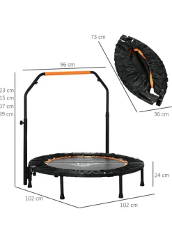 HOMCOM 40" Foldable Mini Fitness Trampoline w/ Foam Handle Orange