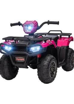 HOMCOM 12V Electric Quad Bike for Kids with LED Headlights and Music (Pink)