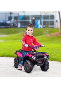 HOMCOM 12V Electric Quad Bike for Kids with LED Headlights and Music (Pink)