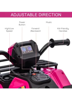 HOMCOM 12V Electric Quad Bike for Kids with LED Headlights and Music (Pink)