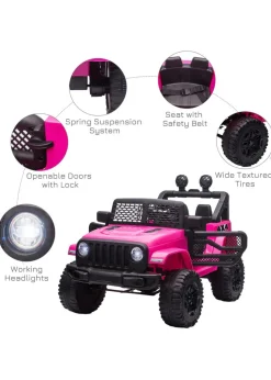 HOMCOM 12V Kids Electric Ride On Car Truck Off-road Toy with Remote Control (Pink)