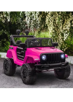 HOMCOM 12V Kids Electric Ride On Car Truck Off-road Toy with Remote Control (Pink)