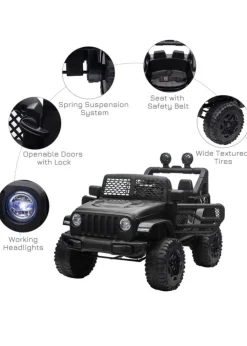 HOMCOM 12V Kids Electric Ride On Car Truck Off-road Toy with Remote Control (Black)