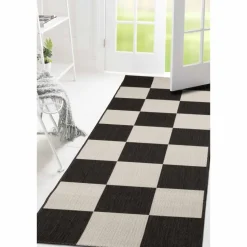 Homemaker Black Chequer Runner Rug
