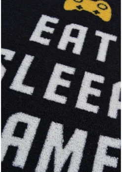 Homemaker Black Eat Sleep Game Repeat Rug