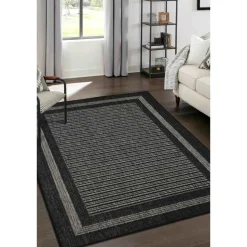 Homemaker Black Gel Backed Border Rug