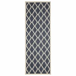 Homemaker Navy Trellis Gel Flatweave Runner Rug