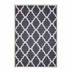 Homemaker Navy Trellis Gel Flatweave Runner Rug