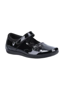 Hush Puppies Black Jessica Senior Patent School Shoe