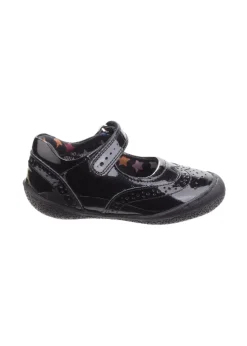 Hush Puppies Black Rina Junior Patent School Shoe