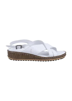 Hush Puppies White Elena Cross Over Wedge Sandal