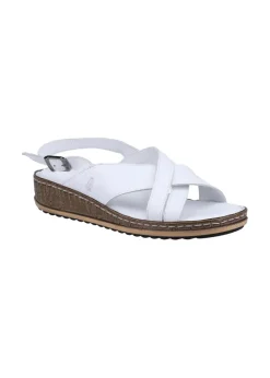 Hush Puppies White Elena Cross Over Wedge Sandal