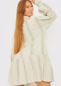 In The Green Stripe Shirt Dress