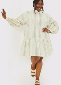 In The Green Stripe Shirt Dress