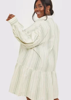 In The Green Stripe Shirt Dress