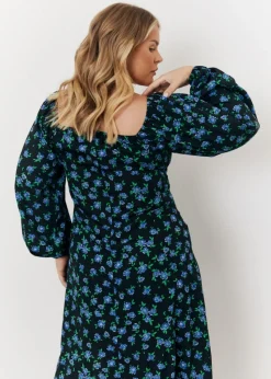 In The Style Black Floral Midi Dress