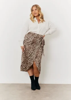 In The Style Brown Leopard Print Midi Skirt
