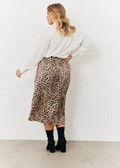 In The Style Brown Leopard Print Midi Skirt