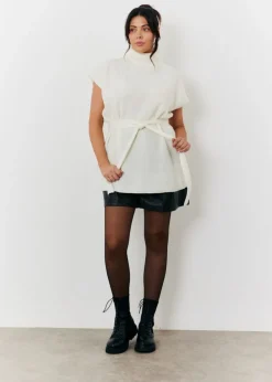 In The Style Cream Belted Knit Jumper