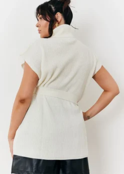 In The Style Cream Belted Knit Jumper