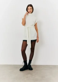 In The Style Cream Belted Knit Jumper