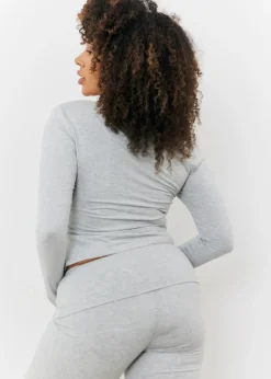 In The Style Grey Long Sleeve Bardot Top