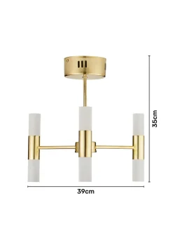 Inlight 3 Arm Brass Tube 6LT Led Chandelier (35cm x 39cm)