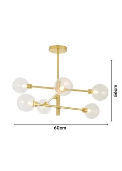 Inlight Nova Semi Flush Ceiling Light Brass (56cm x 60cm x 60cm)