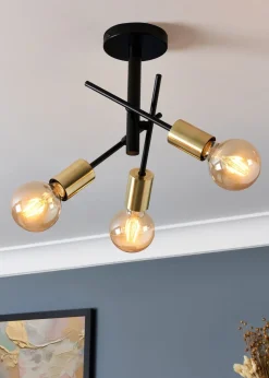 Inlight Tribecca Semi Flush 3LT Ceiling Light (48cm x 48cm x 21cm)