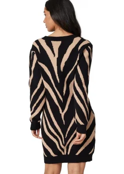 Izabel London Black Animal Print Short Knit Dress