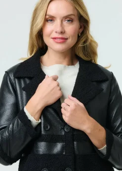 Izabel London Black Reversible Faux Leather Teddy Coat