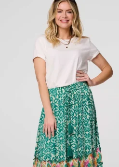 Izabel London Green Patchwork Tassel Tie High Waist Maxi Dress