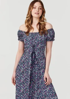 Izabel London Navy Floral Corset Front Maxi Dress