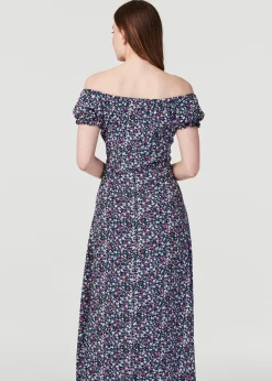 Izabel London Navy Floral Corset Front Maxi Dress