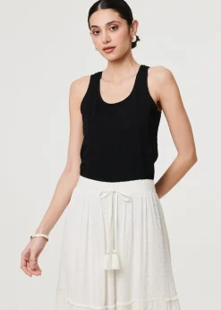 Izabel London White Textured High Waist Tiered Maxi Skirt