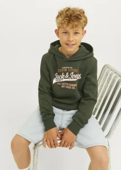 Jack & Jones Kids Khaki Printed Hoodie (8-16yrs)