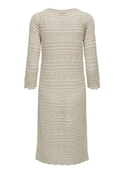 JDY Beige Crochet Midi Dress