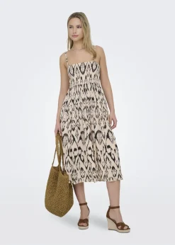 JDY Beige Patterned Midi Dress