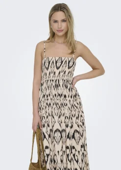 JDY Beige Patterned Midi Dress