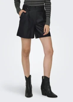 JDY Black Leather Look Shorts
