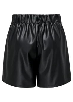 JDY Black Leather Look Shorts