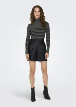 JDY Black Leather Look Shorts