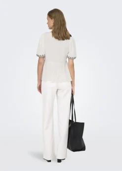 JDY White Embroidered Blouse