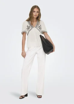 JDY White Embroidered Blouse