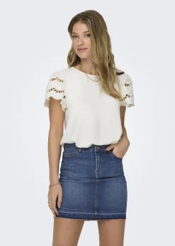 JDY White Sleeve Detail T-Shirt