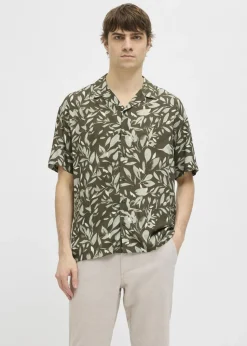 JJ Rebel Brown Leaf Print Shirt