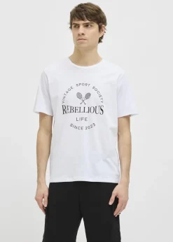 JJ Rebel White Sports Slogan T-Shirt