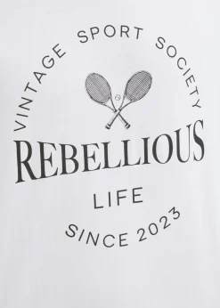 JJ Rebel White Sports Slogan T-Shirt