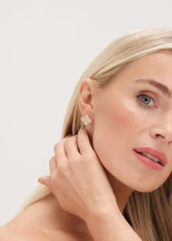 Jon Richard Gold Pave Clover Stud Earrings