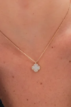 Jon Richard Gold Plated & Mother of Pearl Clover Pendant Necklace